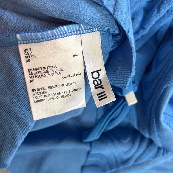 Bar III Blue Textured 2 Piece Swimsuit Hankey Top Tankini Bikini Size S/M NEW - Picture 14 of 15